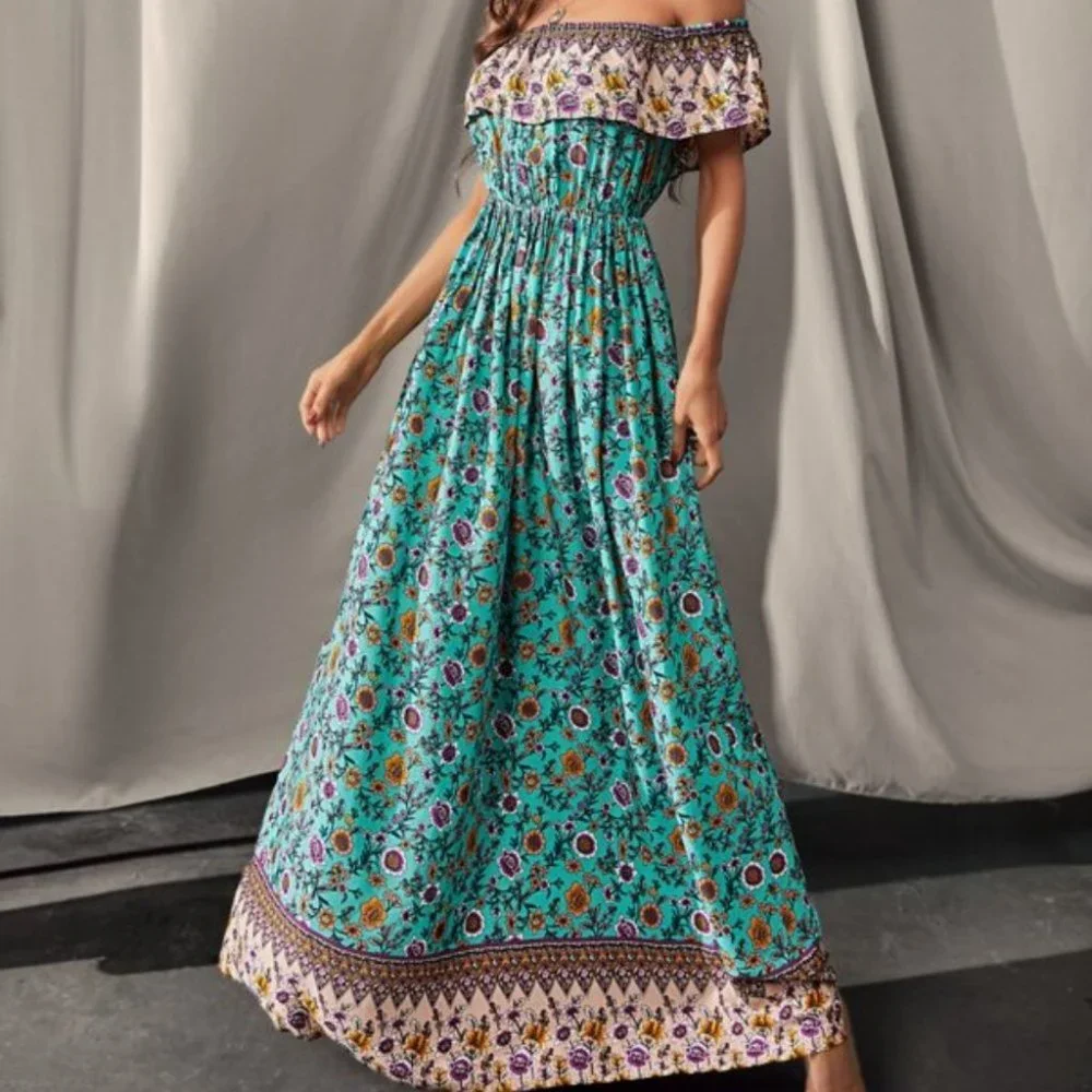 Off the shoulder Floral Maxi Dress - Picture 2 of 7